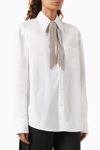 Embellished Tie Shirt in Cotton