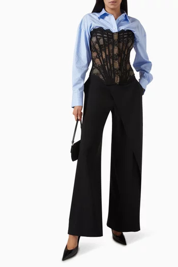 Lace Bustier Shirt in Cotton-poplin