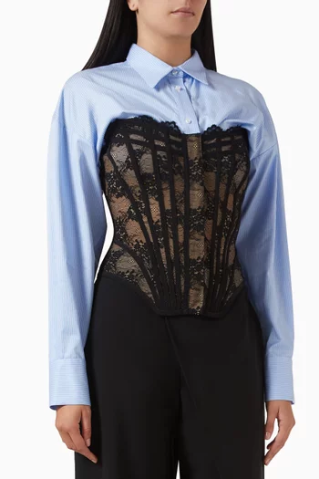 Lace Bustier Shirt in Cotton-poplin