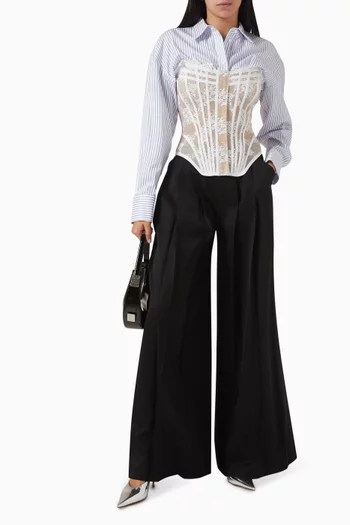 Lace Bustier Shirt in Cotton-poplin