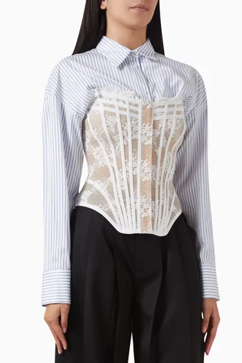 Lace Bustier Shirt in Cotton-poplin