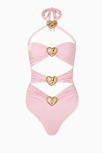 Diamond Heart Cut-out One-piece Swimsuit