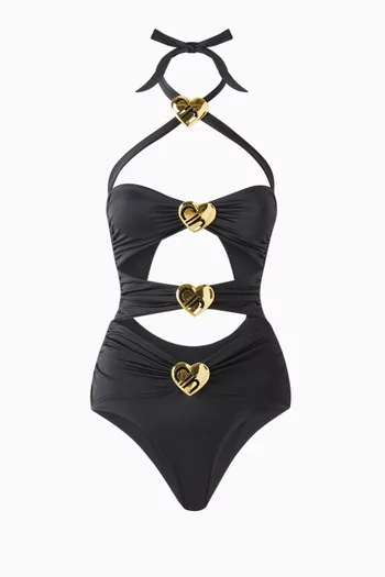 Diamond Heart Cut-out One-piece Swimsuit