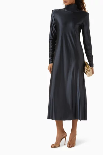 Shari Maxi Dress in Glossy Stretch