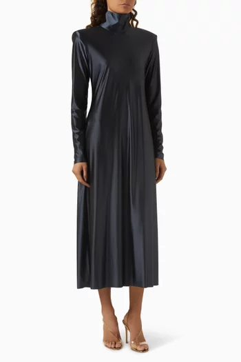 Shari Maxi Dress in Glossy Stretch