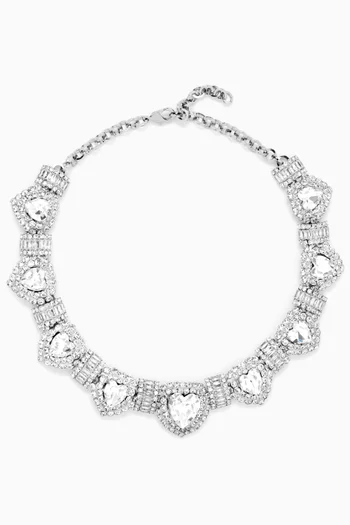 Heart Crystal Necklace in Brass