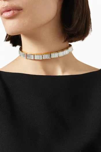 Baguette Crystal Choker in Gold-tone Brass