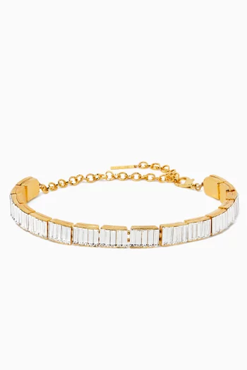 Baguette Crystal Choker in Gold-tone Brass