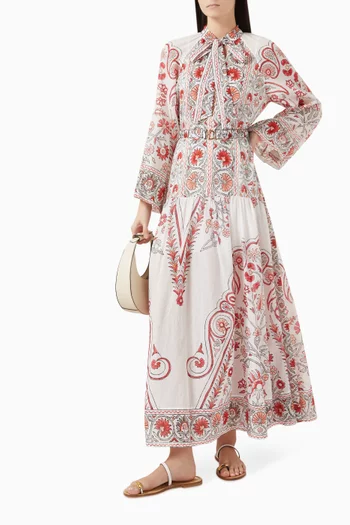 Dahlia Wide-sleeve Maxi Dress in Cotton-voile
