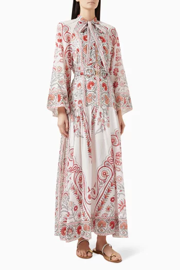 Dahlia Wide-sleeve Maxi Dress in Cotton-voile