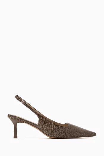 60 Slingback Pumps in Croc-embossed Leather