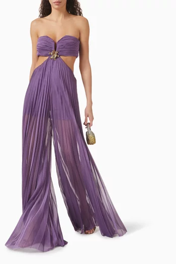 Stone Pleated Jumpsuit in Chiffon