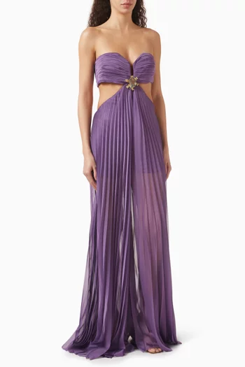 Stone Pleated Jumpsuit in Chiffon