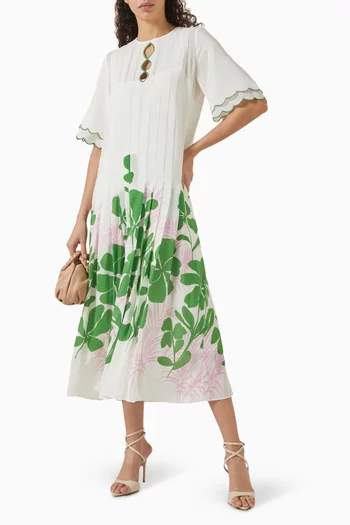 Lorna Belted Midi Dress in Silk