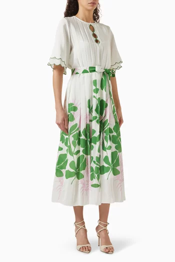 Lorna Belted Midi Dress in Silk