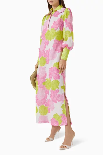 Amira Printed Dress in Linen