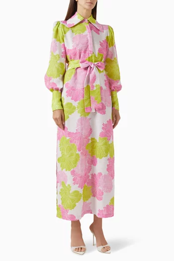 Amira Printed Dress in Linen
