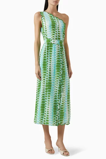 Kenny One-shoulder Midi Dress in Silk