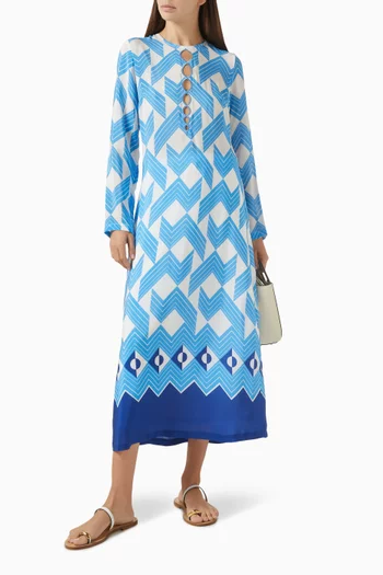 Lili Printed Cut-out Dress in Silk