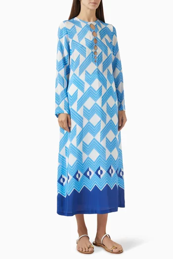 Lili Printed Cut-out Dress in Silk