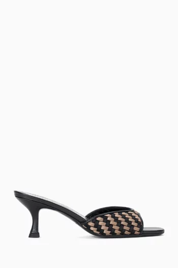 Brigitte 55 Mule Sandals in Woven Satin