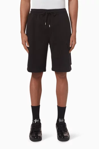 Diagonal Cargo Shorts in Cotton Fleece