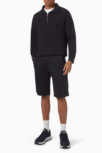 Diagonal Half-zip Sweatshirt in Cotton Fleece