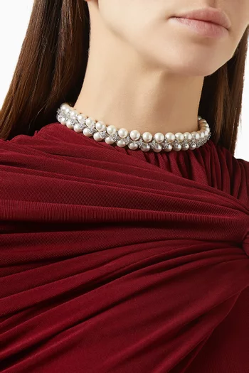 Amelia Pearl Choker Necklace in Sterling Silver