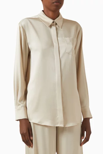 Riley Boyfriend Shirt in Satin