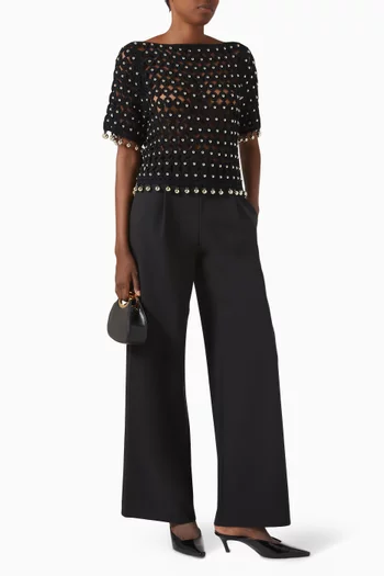 Coco Embellished Crochet Top in Mercerised Cotton