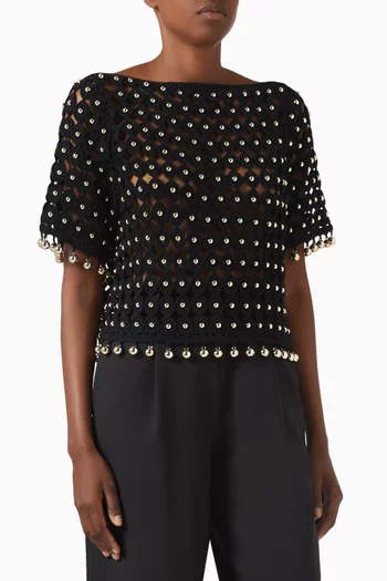 Coco Embellished Crochet Top in Mercerised Cotton
