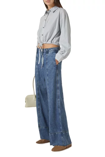 Arianna Cropped Palazzo Jeans in Denim