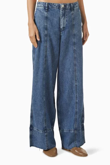 Arianna Cropped Palazzo Jeans in Denim
