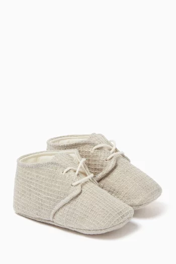 Waffle Lace-up Boots in Linen