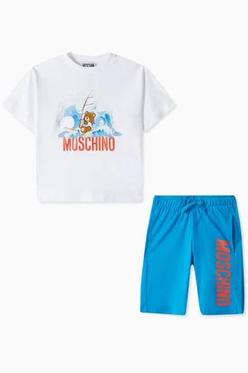 Graphic Logo T-shirt & Shorts Set in Cotton
