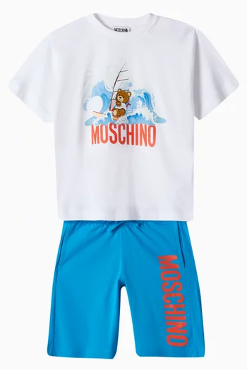 Graphic Logo T-shirt & Shorts Set in Cotton