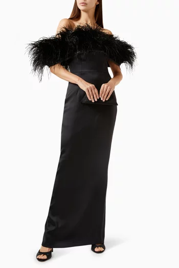 Lola Off-shoulder Feather Gown