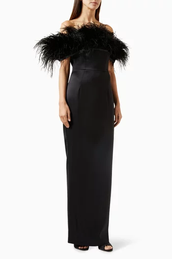 Lola Off-shoulder Feather Gown