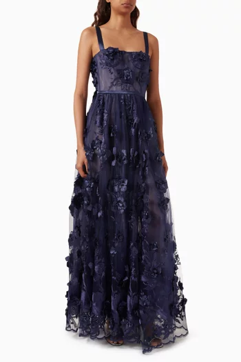 Anastasia Floral-appliqué Gown