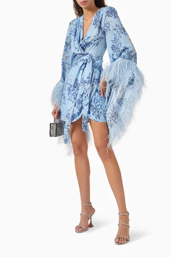 Geisha Feather-trim Mini Dress