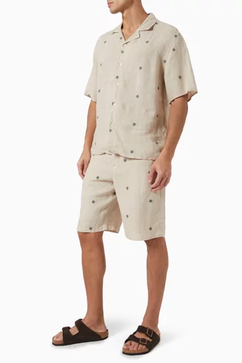 Floral Embroidered Shirt in Linen