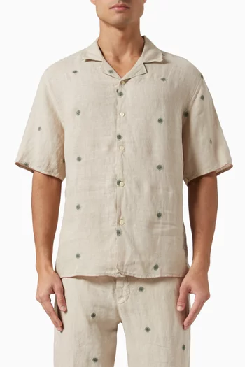Floral Embroidered Shirt in Linen