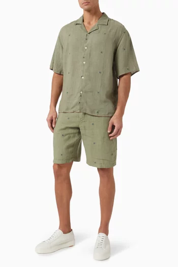 Floral Embroidered Shirt in Linen