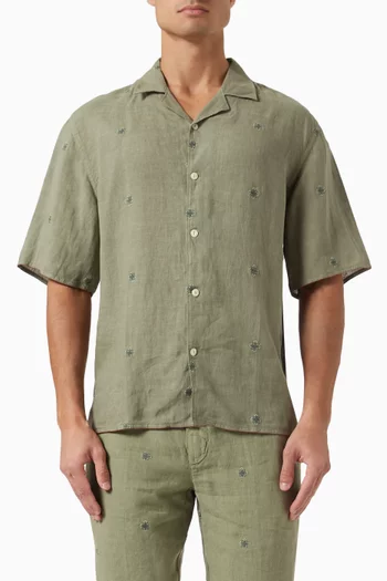 Floral Embroidered Shirt in Linen