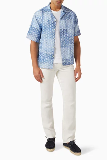 Patchwork Effect Shirt in Linen