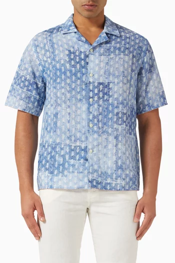 Patchwork Effect Shirt in Linen