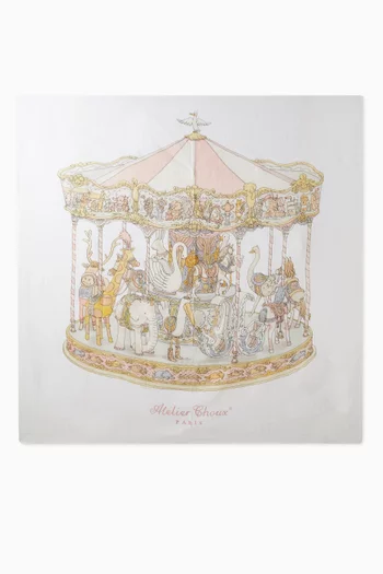Grand Carousel-print Blanket in Organic Cotton