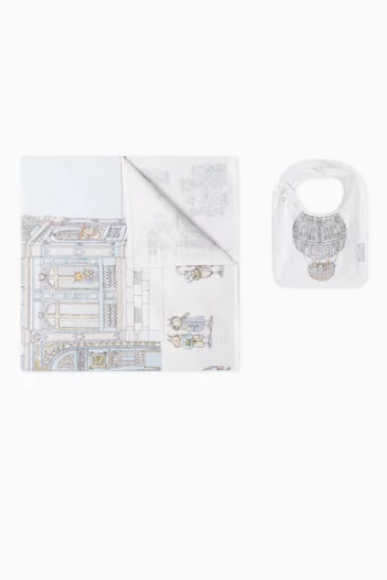 صدرية وبطانية مربعة بطبعة غرفة نوم فرنسية قطن عضوي