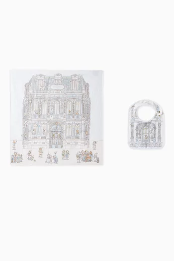 صدرية وبطانية مربعة بطبعة غرفة نوم فرنسية قطن عضوي