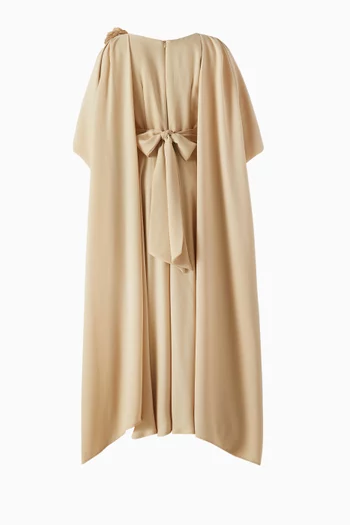 Floral Applique Cape Maxi Dress